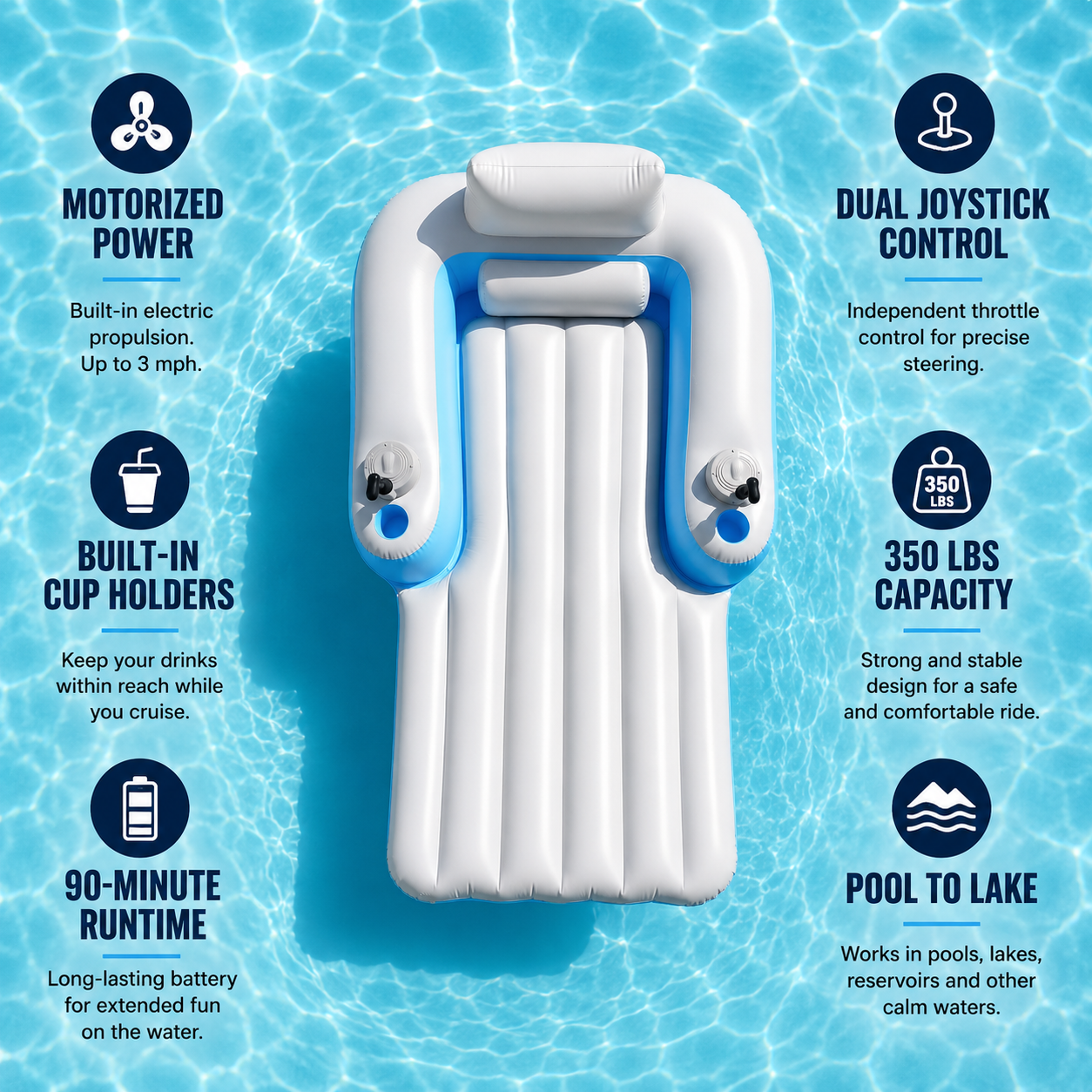Starlit Motorized Sea-Pool-Lake Scooter Lounge
